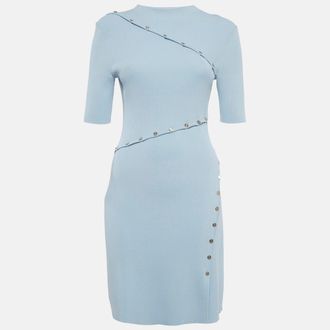 Maje Blue Rib Knit Shorts Dress
