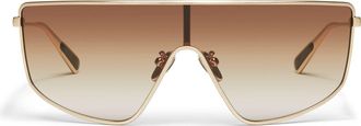 Quay Entourage 138mm Gradient Shield Sunglasses in Brushed Gold/Sepia at Nordstrom