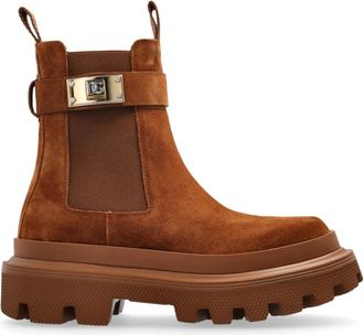 Dolce & Gabbana Su&egrave;de chelsea laarzen - Dames - Chelseaboots - Bruin - 40 EU - Su&egrave;de - Schoenen