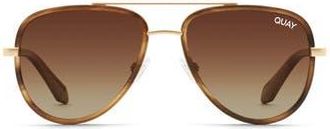 Quay All In 49mm Mini Aviator Polarized Gradient Sunglasses in Tort Gold/Brown Polarized at Nordstrom Rack