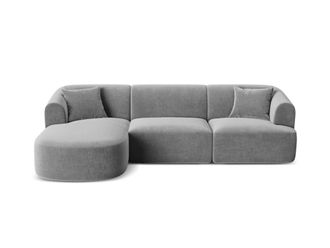 Cosmopolitan Design Sof&aacute; esquinero izquierdo modular 4 plazas de terciopelo gris