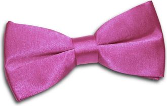 DQT Men Pre-Tied Plain Satin Adjustable Tuxedo Bow Tie - Mulberry