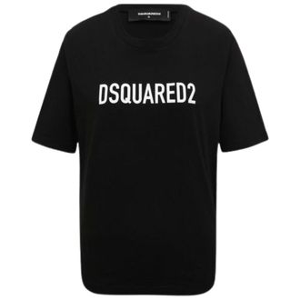Dsquared2 Womens Bold Logo Print Black T-shirt Cotton - Size X-Small