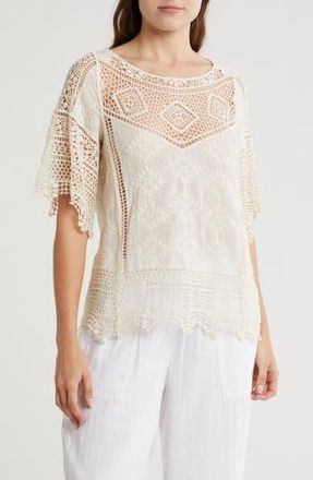 Forgotten Grace Mixed Media Top in Natural at Nordstrom Rack, Size Small