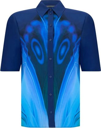 Alberta Ferretti Blouse met korte mouwen - Dames - Overhemden - Blauw - S - Overhemden