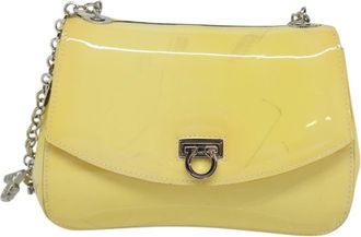 Ferragamo Gancini Yellow Patent Leather Shoulder Bag (Pre-Owned)
