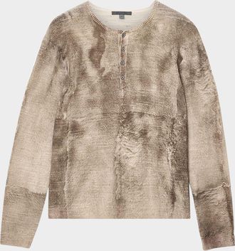 John Varvatos Mens Ferno Fleece Henley Sweater