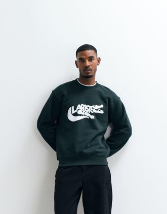 Lacoste felpa con logo coccodrillo verde