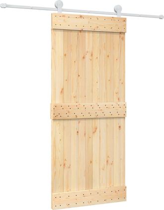 vidaXL Puerta Corredera Natural Y Blanco 90 X 210 Cm Vidaxl