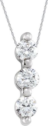 Pompeii3 1Ct Diamond Necklace Three Stone Pendant in 10k White or Yellow Gold