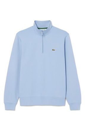 Lacoste Cotton Fleece Half Zip Pullover in Aphylla at Nordstrom, Size 9