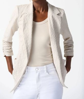 Joseph Ribkoff Woven Jacquard Texture Boxy Blazer In Moonstone
