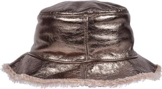 Brunello Cucinelli Womens Bamboo Bronze Foil Bucket Hat, Size S