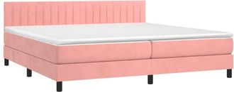 vidaXL Vidaxl - Cama Box Spring Colch&oacute;n Y Led Terciopelo Rosa 200x200 Cm