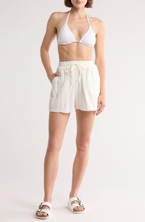 Elan Raw Hem Cotton Cover-Up Shorts in White at Nordstrom, Size X-Small