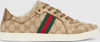 Gucci Mens Stretch Low-top Sneaker, Beige, GG Canvas