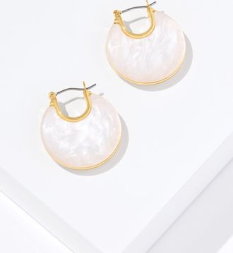 Talbots Polished Shell Hoop Earrings - Gold - 001 Talbots