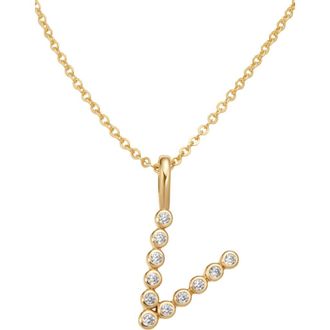 Made by Mary CZ Poppy Initial Necklace in Gold Vermeil Initial V at Nordstrom