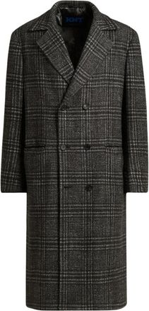 Kiton Glen Plaid Lange Jas - Heren - Mantel - Grijs - S - Wol - Jassen