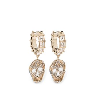 Alexander McQueen Pav&eacute; Skull Hoop Earrings