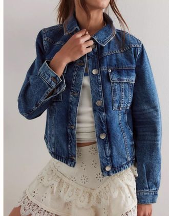 Free People Womens Jade Denim Jacket In Blue