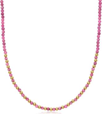 Ross-Simons 20.00- Pink Tourmaline and 10kt Yellow Gold Bead Necklace