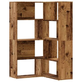 Berkfield Home Corner Bookcase 4-Tier Old Wood 85x85x140 cm Engineered Wood in Brown | Size: 85 x 85 x 140 cm