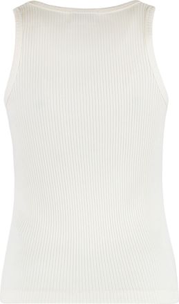 Ganni Organic Cotton Ribbed Tank Top - White