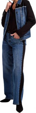 FDJ Mina Mixed Media Denim Jacket In Medium Wash