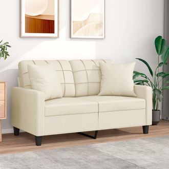 vidaXL Sof&aacute; De 2 Plazas Con Cojines Cuero Sint&eacute;tico Color Crema 120 Cm Vidaxl