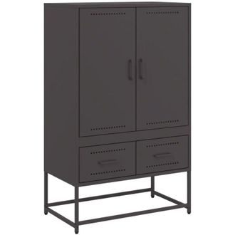 vidaXL Aparador De Acero Negro 68x39x111,5 Cm Vidaxl