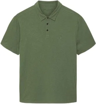 John Varvatos Victor Embroidered Peace Sign Organic Cotton Slub Polo in Clover Green at Nordstrom, Size Xx-Large