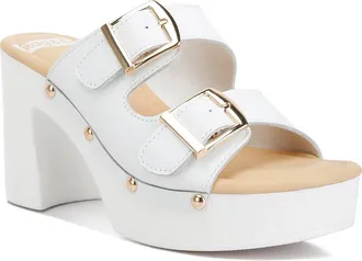 Rag & Co. Kenna Double Buckle Strap Platform Sandal in White at Nordstrom Rack, Size 10