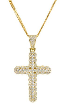 Savvy Cie Jewels Pavé Cubic Zirconia Cross Pendant Necklace in Yellow at Nordstrom
