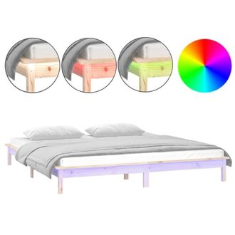 Berkfield Home LED Bed Frame 120x190 cm Small Double Solid Wood in Brown