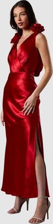Coast Corsage Satin V-Neck Maxi Dress in Red at Nordstrom, Size 10