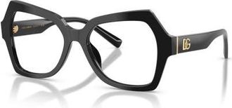Dolce & Gabbana 52mm Butterfly optical glasses in Black at Nordstrom