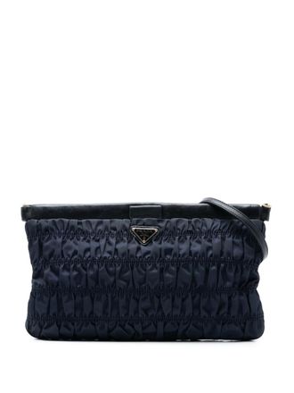 Prada 2000-2013 Tessuto Gaufre crossbodytas - Blauw