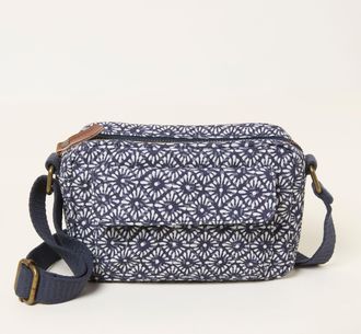 Fat Face FatFace Navy Blue Geometric Canvas Camera Bag