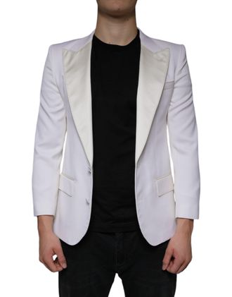 Dolce & Gabbana Mens Off White Wool Single Breasted Dress Blazer Virgin Silk