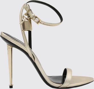 Tom Ford Sandali Padlock in pelle laminata con tacco a spillo e charm
