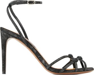 Ralph Lauren Collection 95mm geknoopte sandalen verfraaid met kristallen - Zwart