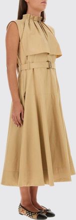 Burberry Sleeveless A-Line Cotton Midi Dress with Belt