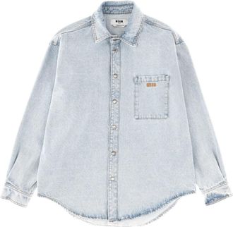 Msgm Light Blue Logo Shirt