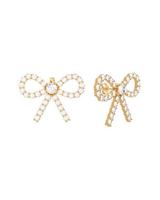 Gabi Rielle 14K Over Silver Cz Poet Bow Earrings