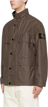 Stone Island Waxed Pigment Cotton Tela Field Jacket - Heren - Zomerjassen - Bruin - XL - Katoen - Jassen
