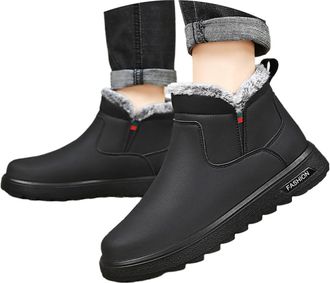 Generic Men Insulated Thermal Winter Boots For Outdoor Hiking And Daily Wear With Comfortable Soft Sole And Slip Design (Black, 8.5)