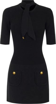 Elisabetta Franchi Kleedjes, Dames, Zwart, S, Gebreide jurk
