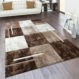 Paco Home Paco Home - Alfombra Sal&oacute;n Pelo Corto Efecto 3d Vintage Perfil Contorneado Motivo Moderno 240x330 Cm, Beige Marr&oacute;n