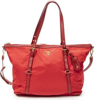 Prada Pre-owned Womens Convertible Zip Tote Shoulder Bag - Red - One Size